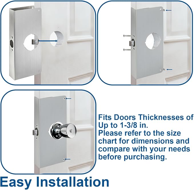 Tlence 2 Pack Door Reinforcement Plates, Stainless Steel Lock and Door - Image 4
