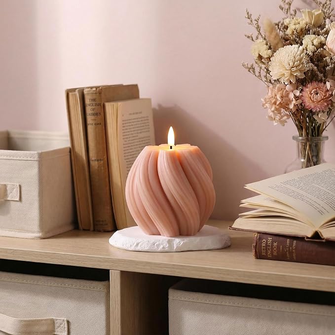 Dusty Pink Swirl Flameless Candle - Image 7