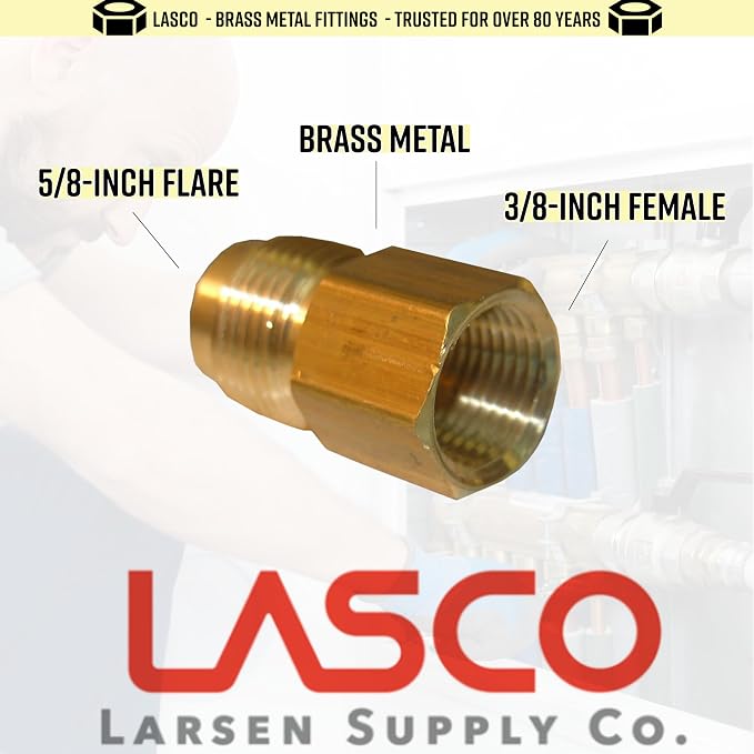 LASCO 17-4653 5/8-Inch Flare by 3/8-Inch Female Pipe Thread Brass Adapter - Image 2
