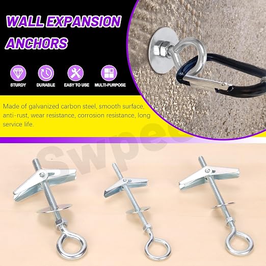 Swpeet 18 Set M4 M5 M6 Eye Bolt Toggle Bolts and Wing Nut Kit - Image 3