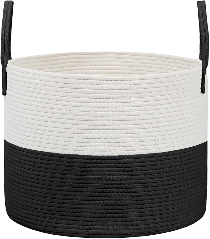 JMvicyroam 65L Extra Large Machine Washable Cotton Rope Blanket Basket | by JMvicyroam