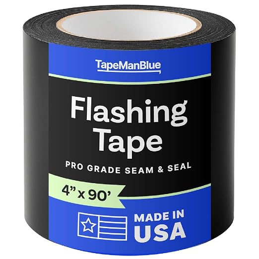 Flashing Tape for Windows and Doors, 4 in x 90 ft, 12 Rolls, Made in USA by TapeManBlue
