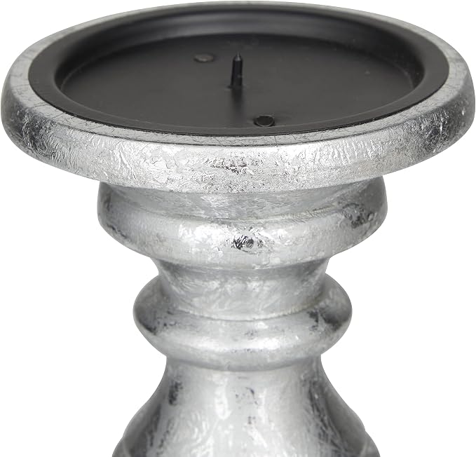 Deco 79 Traditional Mango Wood Pillar Candle Holder - Image 4