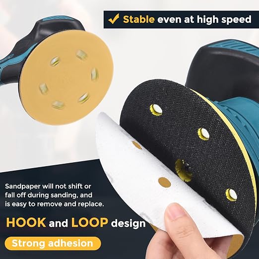 HARFINGTON 200Pcs 5Inch Sanding Discs 100Grit Yellow Aluminum Oxide 8 Hole | - Image 3