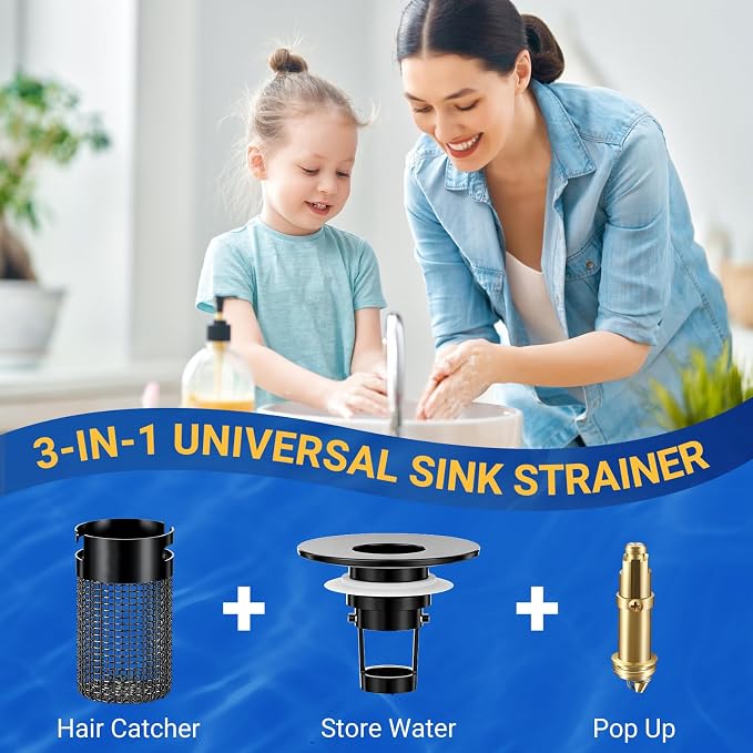 Bathroom Sink Drain Strainer, Pop-Up Bathroom Sink Stopper - Image 7