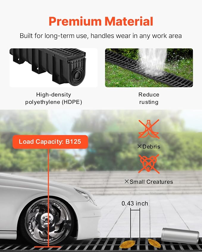 VEVOR Trench Drain System 5 Pack, Channel Drain - Image 6