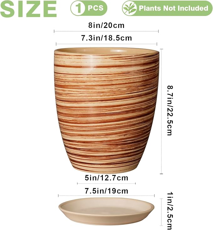 8 Inch Plant Pot, Ceramic Planter - Image 3