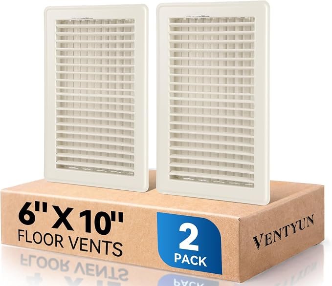 6" x 10" Floor Register Vent Covers 2-Pack, Cream White by VENTYUN