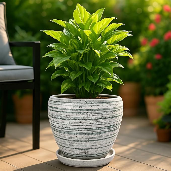 Deep Dream 10 Inch Plant Pot- Ceramic Planter Pot Round Plant Pots - Image 2