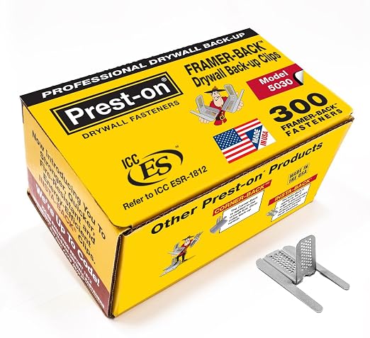 Prest-On Framer-Back® Drywall Ceiling Fastener Backing Clip 300 Pack by Prest-On