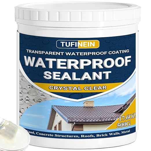 Waterproof Sealant 17.6oz Clear, TUFINEIN Transparent Waterproof Coating by TUFINEIN