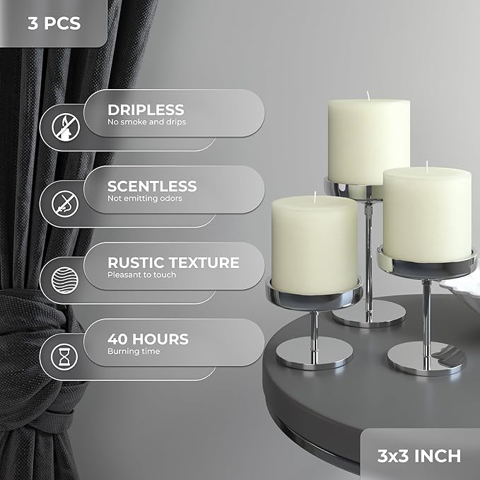 3x3 Pillar Candles Set of 3 - Image 2