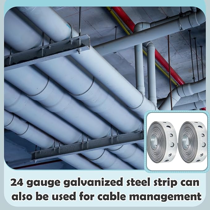 Gisafai 4 Pcs Galvanized Metal Pipe Hanger Strap, 3/4 Inch, 10 ft | Metal - Image 6