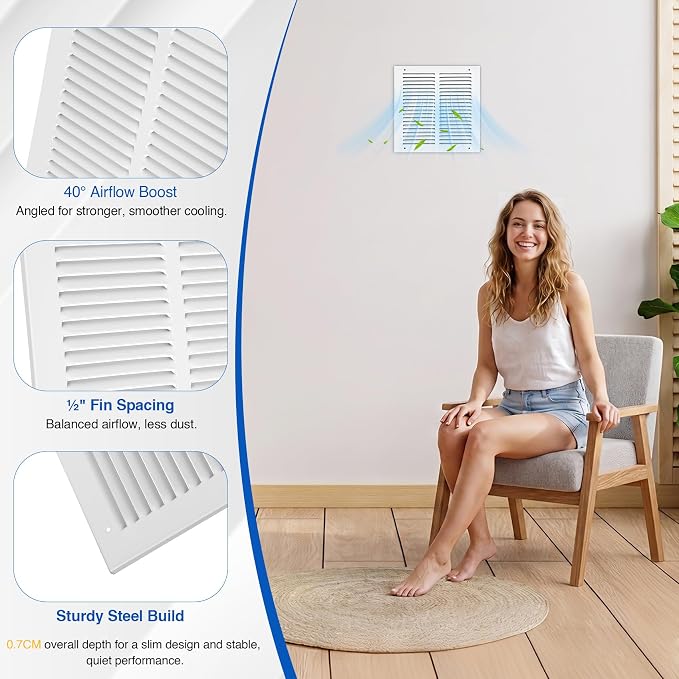 Fancat 10x10 Duct Opening | Steel Return Air Grille | Vent Cover Grill - Image 6