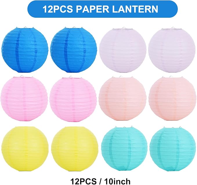 BEISHIDA 10inch Macaroon Paper Lanterns 6Pack Hanging Round Chinese Lantern | - Image 2
