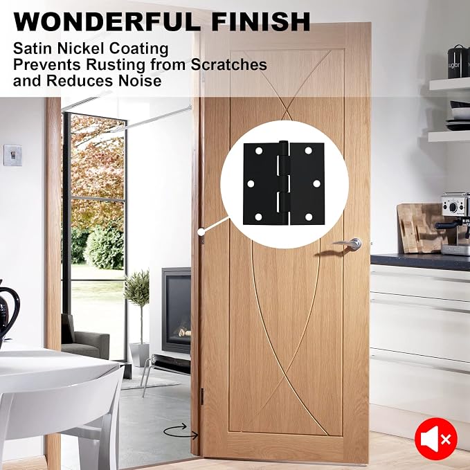 Vervida® 12 Pack Matte Black Door Hinges, 3.5 Inch Square Interior 3 1/2 Inch - Image 3