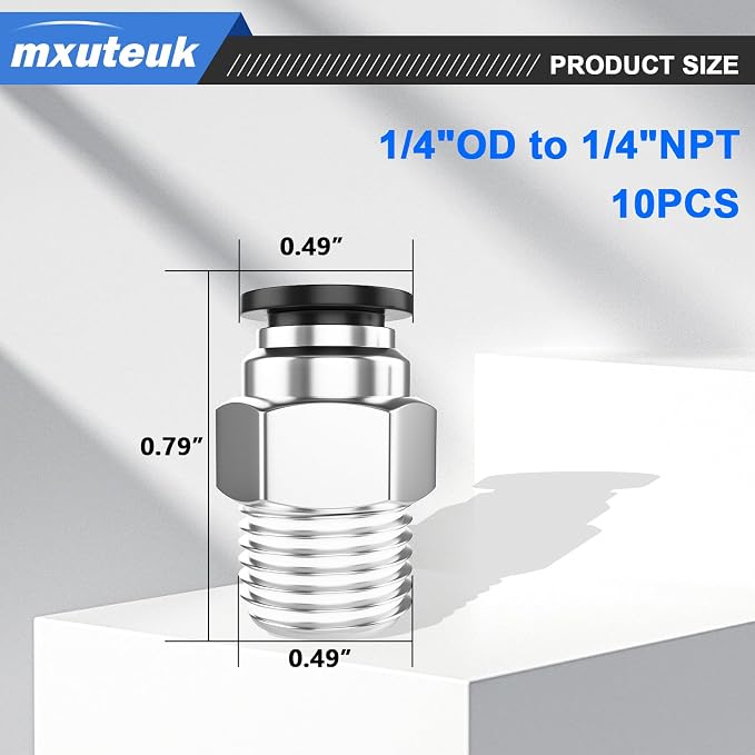 mxuteuk 1/4" OD to 1/4" NPT Push to Connect Fittings Air Hose Fittings - Image 2