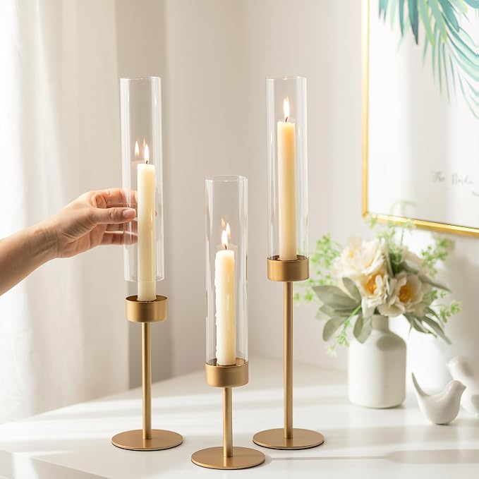 Romadedi Glass Hurricane Candle Holders - Image 3