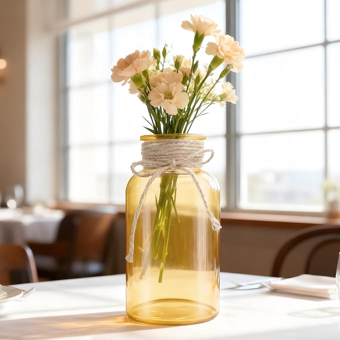 12 Pack Mason Jar Vases for Centerpieces, Wide Mouth Mason Jars - Image 4