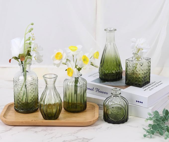 18pcs Green Glass Bud Vase Set, Small Flower Vases - Image 5