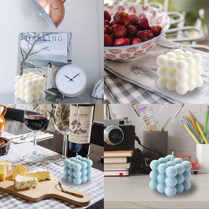 Bubble Candle - Cube Soy Wax Candles, Home Decor Candle, Scented Candle Set 2 - Image 6
