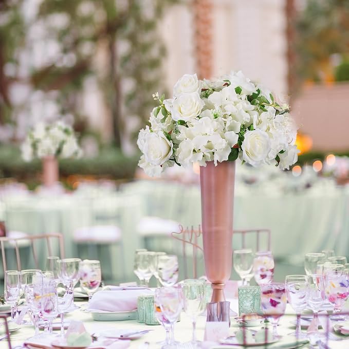 BLOSMON Artificial Flower Balls Wedding Centerpieces 10 Pcs 14.2" Large White - Image 7