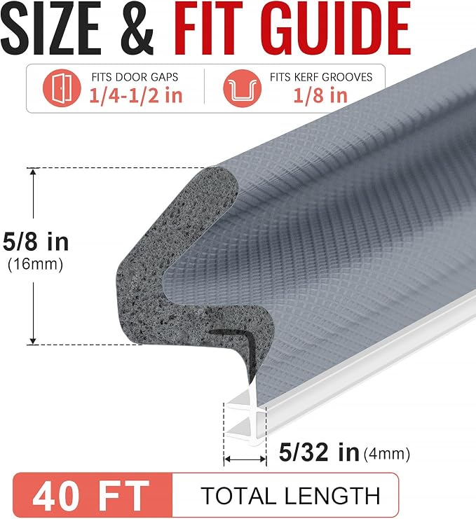 Litaibai 40 ft Kerf Weather Stripping Door Seal - Image 4