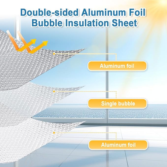 24" x 20 Ft Window Insulation Kit, 3mm Bubble Aluminum Foil | Reflective Roll - Image 3