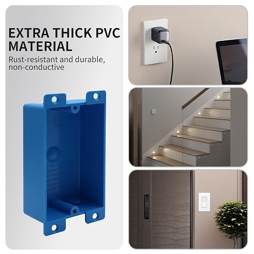 Old Work Box 1 Gang, Shallow Electrical Outlet Box, ETL Certified | Blue PVC - Image 4