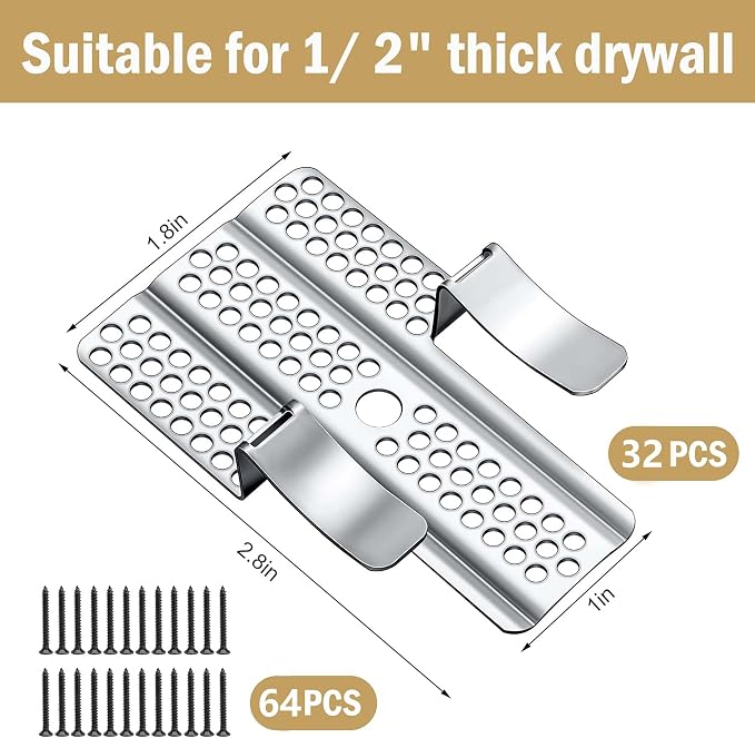 32 Pack Drywall Repair Clips, 1/2'' Wall Patch Clip - Image 3