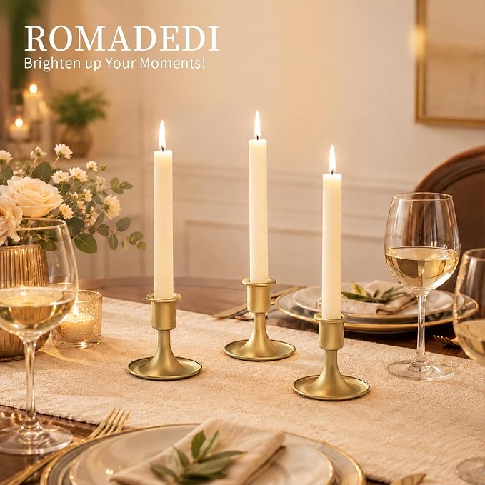 Candlestick Holders Taper Candle Holders, Romadedi Gold Candle Stick Candle - Image 9