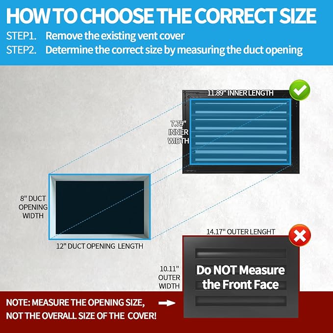 12x8 Modern AC Vent Cover, Decorative Air Vent Register Grille - Image 3
