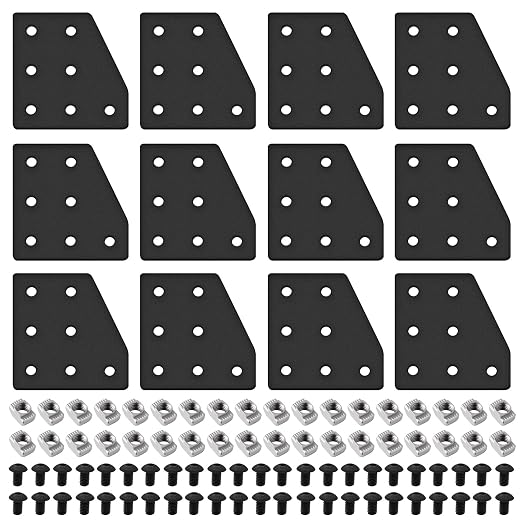 12pcs 2040 Joint Plate Connector Corner L Bracket 7-Hole Black | 2040 V Slot by SeekLiny