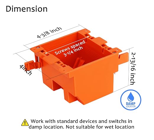 CLOUDY BAY Two Gang Electrical Outlet Box, 25 Cubic Inch Junction Box, Old Work - Image 3