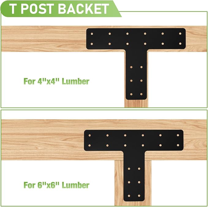 T Post Bracket 4PCS, 6x6 Lumber | Black Powder Coated Heavy Duty Pergola - Image 4