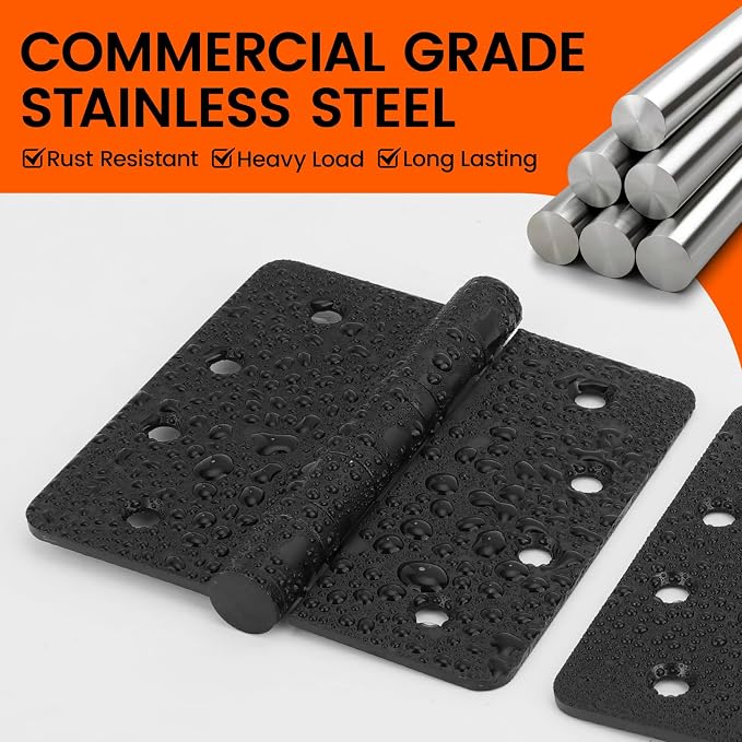 3Pack Haidms Black Door Hinges Heavy Duty Door Hinges Matte Black Ball Bearing - Image 3