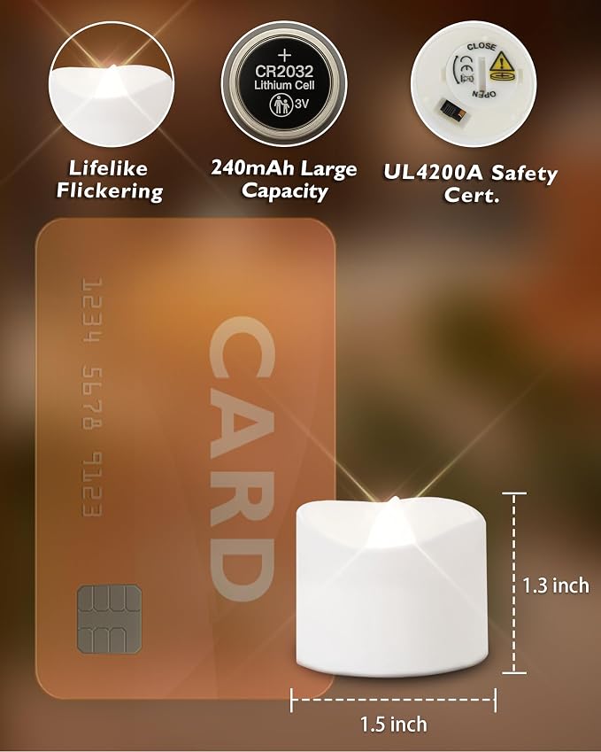 Homemory 12-Pack Flameless Tea Lights Candles Battery Operated, 200+ Hours | - Image 5