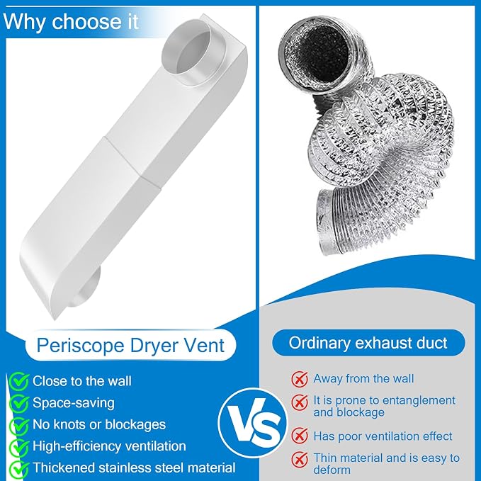 Upgraded Periscope Dryer Vent, 9.5–14.5 Inch Adjustable Low Profile Telescoping - Image 6
