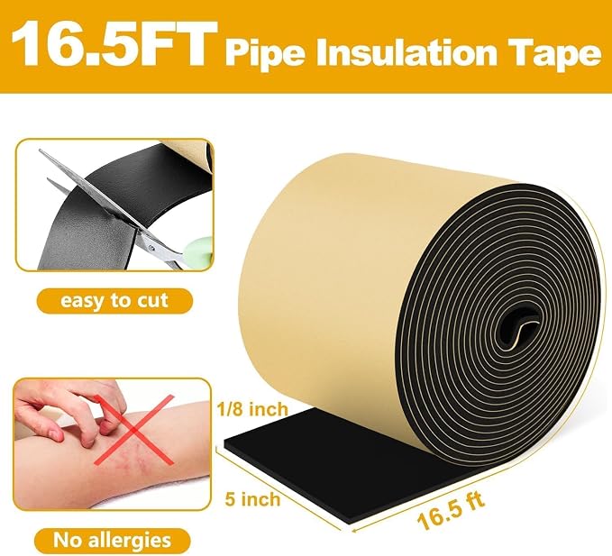 DEMEDO Pipe Insulation Tape, Pipe Wrap Insulation Foam Tape Self Adhesive - Image 5