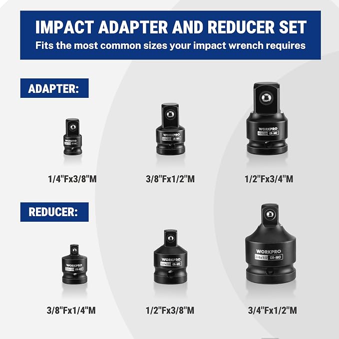 WORKPRO 6-PC Impact Socket Adapter Set - Image 2