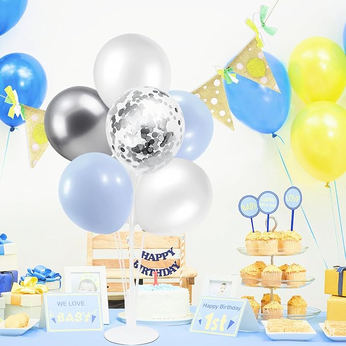 ZJDHPTY 4Set Light Blue Silver Balloon Stand Table Centerpieces Party Decor | - Image 5