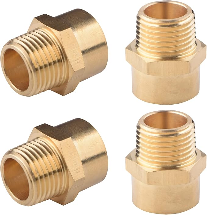 4 Pack G 1/2 Female Thread to US 1/2 NPT Male Thread Brass Pipe Fitting Adapter by Tsinghwang