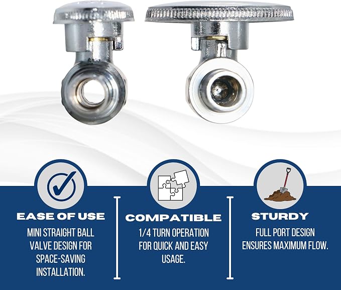 2 Pack XFITTING 1/2" Pex Mini Straight Ball Valve, Barb Crimp, Full Port - Image 4