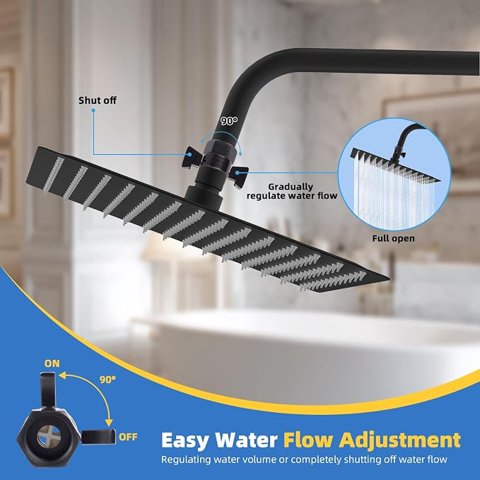 Hibbent All Metal 1 Pack Shower Head Flow Control Valve, G1/2 Brass Shut-off - Image 4