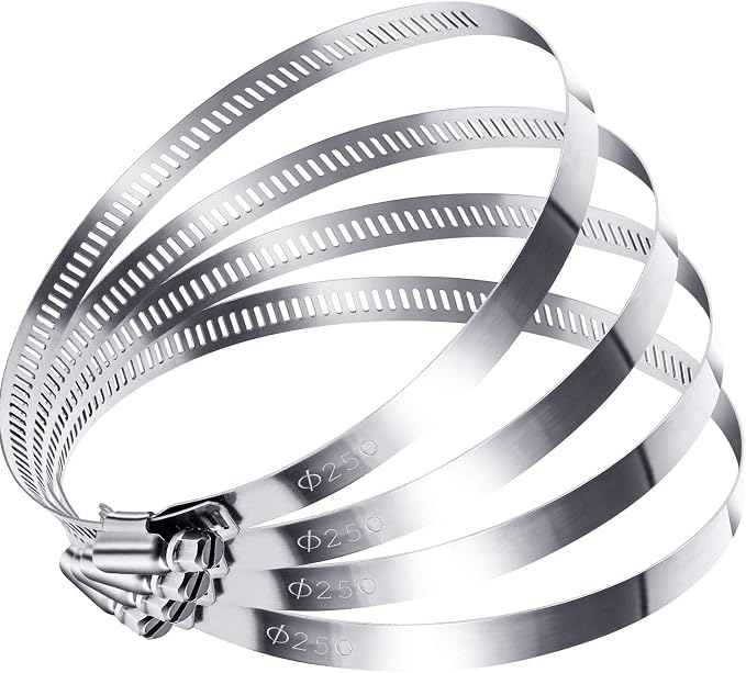 Boao Adjustable 304 Stainless Steel Duct Hose Clamp, 4 Pieces, 10 Inch | - Image 2