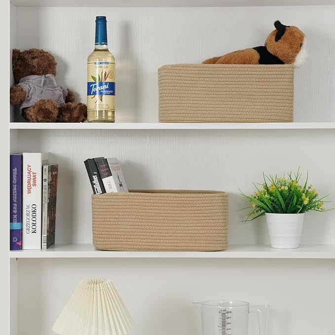 3 Pack Storage Baskets for Organizing, 13.7×9.5×6.3", Cotton Rope Basket for - Image 4
