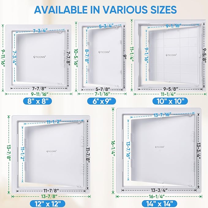 TICONN Access Panel for Drywall, 14 x 14 Inch ABS Plastic Wall Hole Cover - Image 5