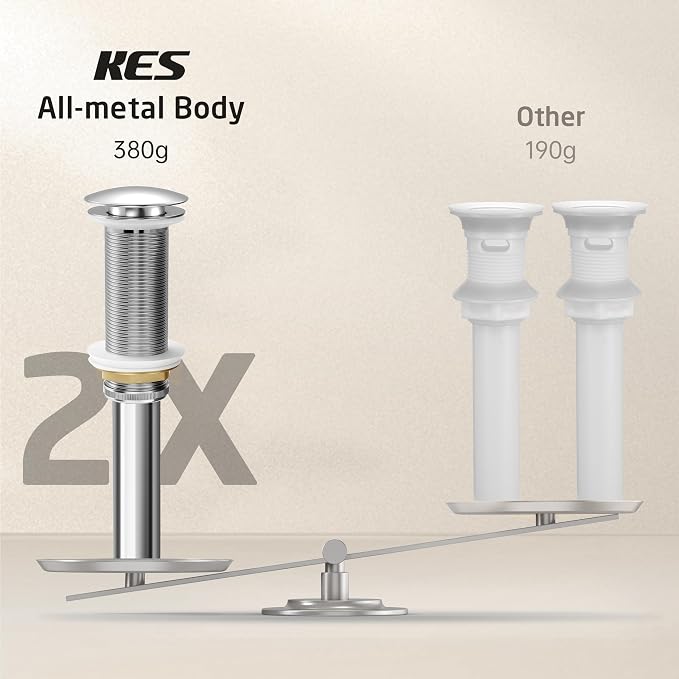 KES Polished Chrome Bathroom Sink Drain - Image 4
