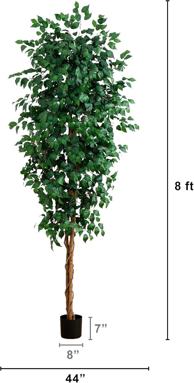 Nearly Natural 8ft Triple Trunk Artificial Ficus Tree - Image 2