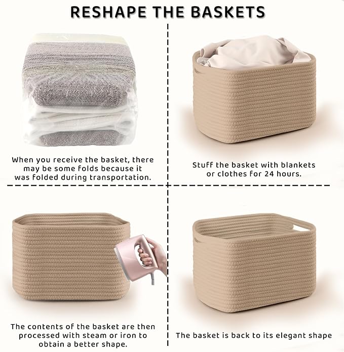 4 Pack Large Storage Baskets for Organizing, and Clothes, Cotton Rope Basket - Image 7